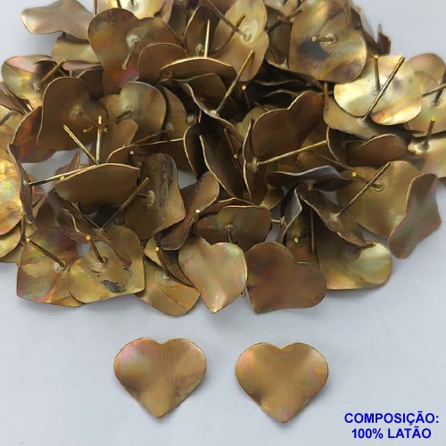 BRINCO NO BRUTO PRONTO PARA O BANHO(CX103) - BRINCO DE PINO CORAÇÃO MARTELADO  DE TAMANHO 16MM - COMPOSIÇÃO 100% LATÃO -  PESO TOTAL 1,2GR - BRU13703