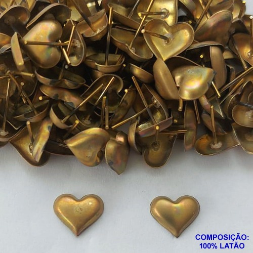 BRINCO NO BRUTO PRONTO PARA O BANHO(CX113) - BRINCO DE PINO CORAÇÃO LISO DE TAMANHO 11MM - COMPOSIÇÃO 100% LATÃO -  PESO TOTAL 1,0GR - BRU13705