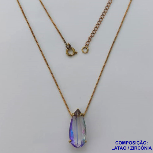 GARGANTILHA NO BRUTO PRONTO PARA O BANHO(CX101) - CORRENTE VENEZIANA 45CM+EXTENSOR PINGENTE DE 10X22MM - PESO TOTAL 4.3GR -  ''BASE ALTA FUSÃO'' PEDRA ZIRCÔNIA -  BRU13754