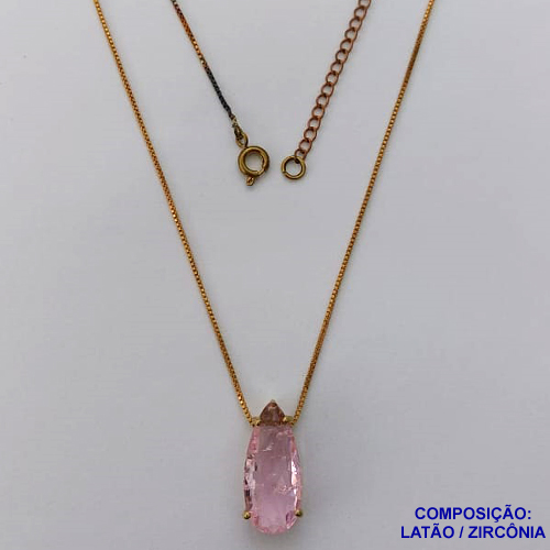 GARGANTILHA NO BRUTO PRONTO PARA O BANHO - (CX.33)  CORRENTE VENEZIANA 45CM+EXTENSOR PINGENTE DE 10X22MM - PESO TOTAL 4.3GR - ''BASE ALTA FUSÃO'' PEDRA ZIRCÔNIA FUSION - BRU13755