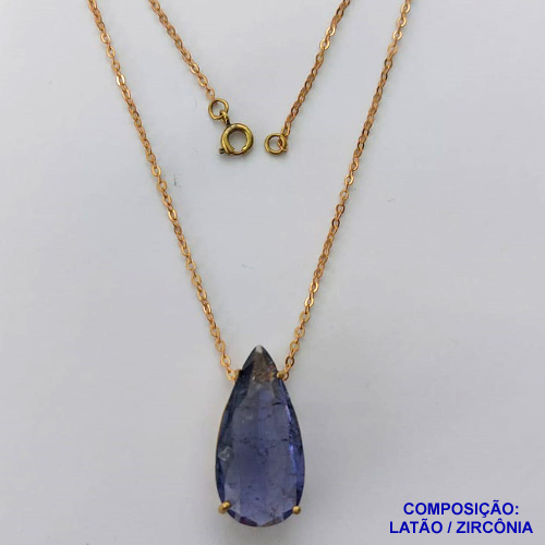 GARGANTILHA NO BRUTO PRONTO PARA O BANHO(CX103) - CORRENTE VENEZIANA 45CM+EXTENSOR PINGENTE DE 10X22MM - PESO TOTAL 4.3GR -  ''BASE ALTA FUSÃO'' PEDRA ZIRCÔNIA - BRU13757