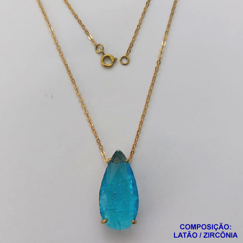 GARGANTILHA NO BRUTO PRONTO PARA O BANHO - (CX.46)  CORRENTE IMPORTADA 45CM COM PINGENTE EM ALTA FUSÃO - PEDRA DE ZIRCÔNIA FUSION - PESO TOTAL 7.4GR - BRU13758