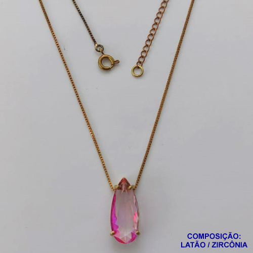 GARGANTILHA NO BRUTO PRONTO PARA O BANHO(CX103) - CORRENTE VENEZIANA 45CM COM PINGENTE EM ALTA FUSÃO - PEDRA DE ZIRCÔNIA - PESO TOTAL 4,2GR - BRU13759