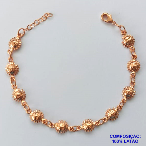 PULSEIRA NO BRUTO PRONTO PARA BANHO -(CX.46)  PULSEIRA COM PINGENTES SOL 17CM + EXTENSOR - PESO: 5,1GR - BRU13790