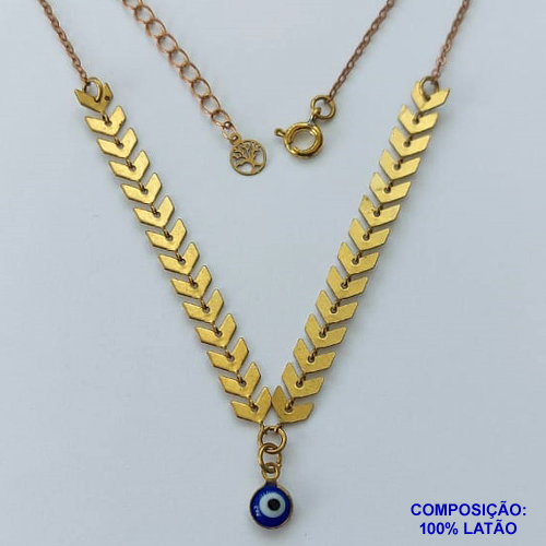 SHOCKER NO BRUTO PRONTO PARA O BANHO(CX98) - CORRENTE CADEADO E ESCAMA E OLHO GREGO - TAMANHO 40CM+EXTENSOR - PESO 3,8GR - BRU13791
