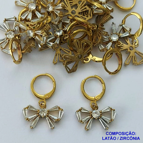 BRINCO NO BRUTO PRONTO PARA O BANHO(CX98) - BRINCO ARGOLINHA DE PRESSAO (TRANQUETA) ALTA FUSÃO - LAÇO CRAVEJADO EM ZIRCÔNIAS - PESO 2,9GR - BRU13798