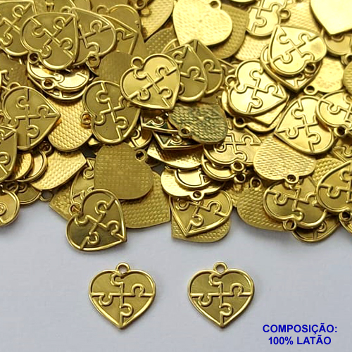 ACESSÓRIO NO BRUTO PRONTO PARA O BANHO - (4993) CORAÇÃO AUTISMO 10MM - PESO TOTAL 0.3GR - COMPOSIÇÃO: 100% LATÃO - BRU0002915