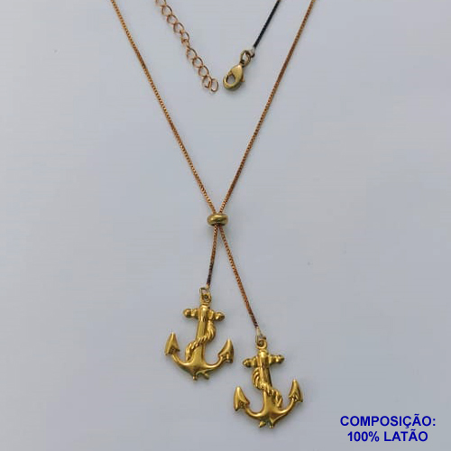 GARGANTILHA NO BRUTO PRONTO PARA O BANHO - (CX.46)  COM CORRENTE VENEZIANA DE 45CM + EXTENSOR - " TIPO GRAVATINHA " AJUSTÁVEL - COM ÂNCORAS 18X36MM - PESO TOTAL 3,6GR - BRU13818