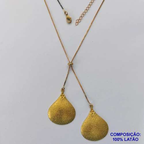 GARGANTILHA NO BRUTO PRONTO PARA O BANHO - COM CORRENTE VENEZIANA DE 45CM + EXTENSOR - " TIPO GRAVATINHA " AJUSTÁVEL - COM GOTAS BRILHANTES 26X35MM - PESO TOTAL 7,6GR - BRU13819