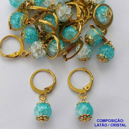 BRINCO NO BRUTO PRONTO PARA O BANHO(CX101) - BRINCO ARGOLINHA DE PRESSÃO (TRANQUETA) COM CRISTAIS CRAQUELADOS 8MM - PESO 2.6GR - BRU13825