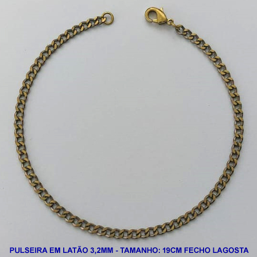 PULSEIRA NO BRUTO PRONTO PARA O BANHO - PULSEIRA EM LATÃO (M1084)- TAMANHO 19CM - LARGURA 3,2MM - FECHO LAGOSTA - PESO 2,8GR - COMPOSIÇÃO: 100% LATÃO - BRU13844