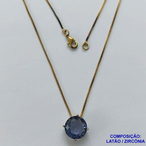 GARGANTILHA NO BRUTO PRONTO PARA O BANHO - GARGANTILHA COM PULSEIRA VENEZIANA 45CM COM PINGENTE BASE EM ALTA FUSÃO E ZIRCÔNIA REDONDA LILÁS 12MM - PESO TOTAL 3,5GR - BRU13869