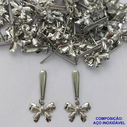 BRINCO EM AÇO INOXIDÁVEL(CX99)(E1328) - BRINCO DE PINO  COM PINGENTE LAÇO 12MM - COMPOSIÇÃO: AÇO INOXIDÁVEL - AÇO1604