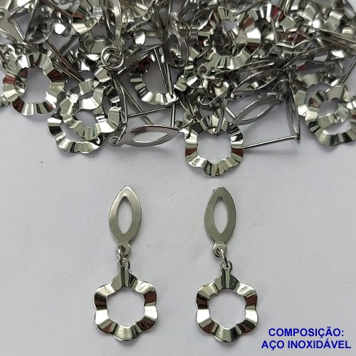BRINCO EM AÇO INOXIDÁVEL(CX99)(E1355) - BRINCO DE PINO CÍRCULO MARTELADO 10MM - COMPOSIÇÃO: AÇO INOXIDÁVEL - AÇO1607