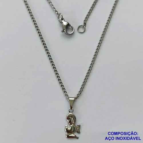 GARGANTILHA EM AÇO INOXIDÁVEL(CX99)- GARGANTILHA 40CM COM PINGENTE ANJINHO 7MM - COMPOSIÇÃO: AÇO INOXIDÁVEL - AÇO1614
