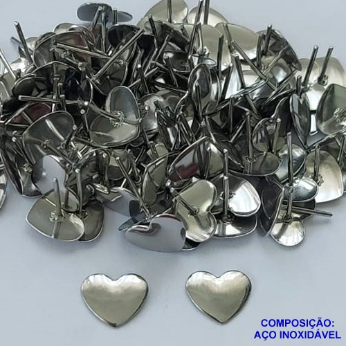 BRINCO EM AÇO INOXIDÁVEL(CX99) - BRINCO DE PINO CORAÇÃO 9MM - COMPOSIÇÃO: AÇO INOXIDÁVEL - AÇO1622