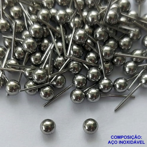BRINCO EM AÇO INOXIDÁVEL(CX99) - BRINCO DE PINO BOLINHA 4MM - COMPOSIÇÃO: AÇO INOXIDÁVEL - AÇO1630