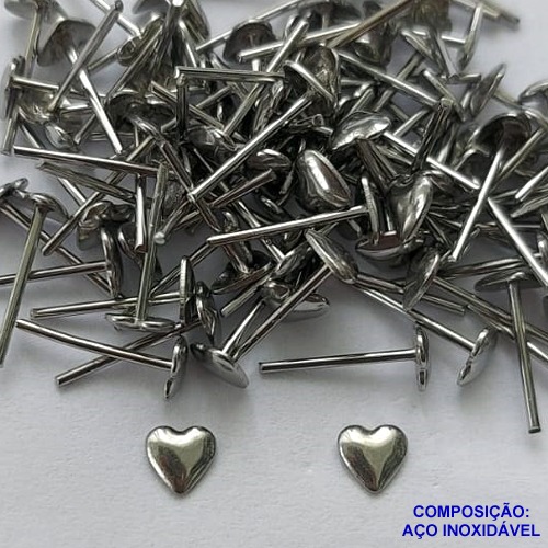 BRINCO EM AÇO INOXIDÁVEL(CX99) - BRINCO DE PINO CORAÇÃO 4MM - COMPOSIÇÃO: AÇO INOXIDÁVEL - AÇO1633