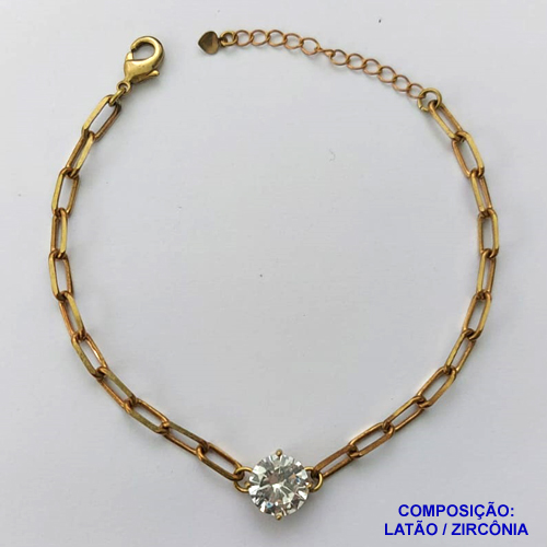 PULSEIRA NO BRUTO PRONTO PARA O BANHO - PULSEIRA 4MM - TAMANHO: 18CM + EXTENSOR COM PINGENTE EM ZIRCÔNIA REDONDA CRISTAL 10MM - PESO TOTAL 5,1GR - BRU13903