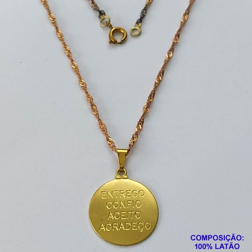 GARGANTILHA NO BRUTO PRONTA PARA O BANHO (CX100) CORRENTE SINGAPURA DE 45CM -(4213) MEDALHA  20MM ENTREGO CONFIO ACEITO AGRADEÇO - PESO 4.0GR BRU13934