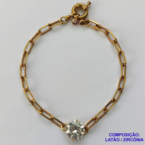 PULSEIRA NO BRUTO PRONTO PARA O BANHO CORRENTE CARTIER LARGURA 3MM COM ZIRCÔNIA REDONDA CRISTAL 10MM  - TAMANHO 18CM  PESO TOTAL 6,4GR - FECHO BOIA - BRU13943