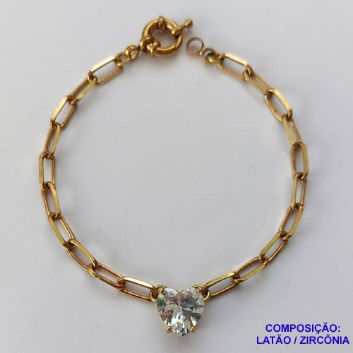 PULSEIRA NO BRUTO PRONTO PARA O BANHO CORRENTE CARTIER LARGURA 3MM COM ZIRCÔNIA FORMATO CORAÇÃO CRISTAL 10MM  - TAMANHO 18CM  PESO TOTAL 6,6GR - FECHO BOIA - BRU13945
