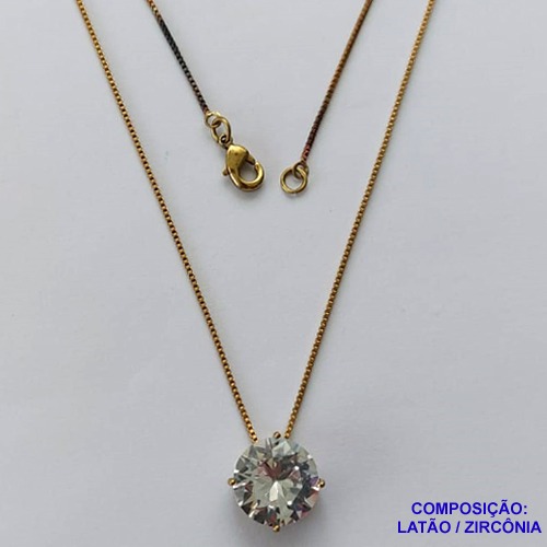 GARGANTILHA NO BRUTO PRONTA PARA O BANHO CORRENTE VENEZIANA DE 45CM BASE ALTA FUSÃO PEDRA DE ZIRCÔNIA REDONDA CRISTAL 12MM  - PESO TOTAL 2,8GR  BRU13948