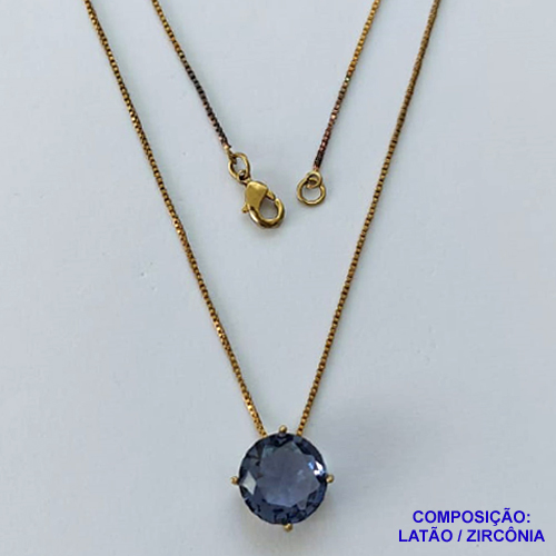 GARGANTILHA NO BRUTO PRONTA PARA O BANHO CORRENTE VENEZIANA DE 45CM BASE ALTA FUSÃO PEDRA DE ZIRCÔNIA REDONDA LILÁS 12MM  - PESO TOTAL 2,8GR  - BRU13958