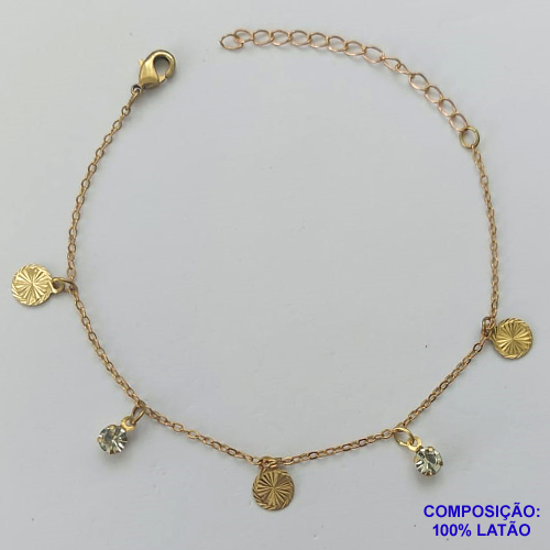 PULSEIRA NO BRUTO PRONTO PARA O BANHO -  (CX.49) PULSEIRA COM STRASS - TAMANHO 18CM - PESO 1,4GR - COM EXTENSOR E FECHO LAGOSTA - BRU13975