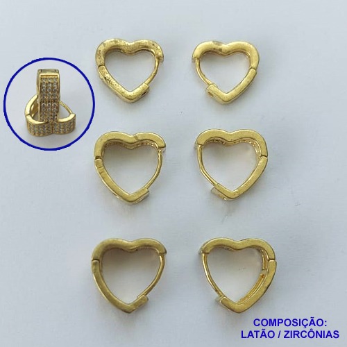 BRINCO NO BRUTO PRONTO PARA O BANHO LATÃO(CX101) - TRIO DE BRINCO COM 3 PARES TAMANHOS CRAVEJADOS COM TRÊS/DUAS /UMA FILEIRAS DE MICRO ZIRCÔNIAS - PESO TOTAL 4,5GR - BRU13983