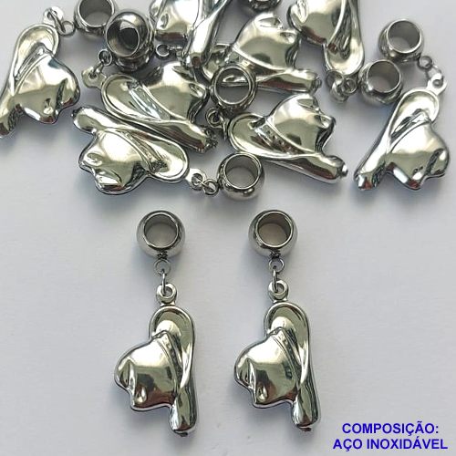 BERLOQUE EM AÇO INOXIDÁVEL(Cx101) - BERLOQUE CHAPÉU BOIADEIRO 12X20MM (E0993) - COMPOSIÇÃO: AÇO INOXIDÁVEL - AÇO1740