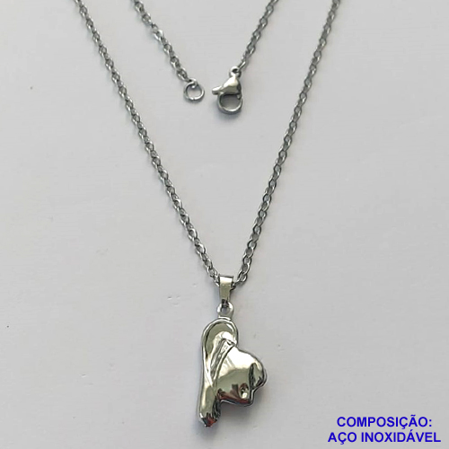 GARGANTILHA EM AÇO INOXIDÁVEL(CX101) - GARGANTILHA COM CORRENTE 50CM (AÇO03) E FECHO LAGOSTA - PINGENTE CHAPÉU BOIADEIRO 12X20MM (E0993) - COMPOSIÇÃO: AÇO INOXIDÁVEL - AÇO1742