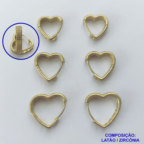 BRINCO NO BRUTO PRONTO PARA O BANHO LATÃO(CX101) - TRIO DE BRINCO COM 3 PARES TAMANHOS 13/16/17MM CRAVEJADOS EM MICROS ZIRCÔNIAS - PESO TOTAL 8,8GR - BRU13996
