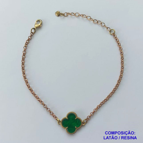 PULSEIRA NO BRUTO PRONTO PARA O BANHO - PULSEIRA TIPO VAN CLEEF VERDE 15MM - 18CM + EXTENSOR - PESO TOTAL 2,6GR - BRU14008