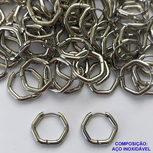 BRINCO EM AÇO INOXIDÁVEL (CX102) BRINCO DE ARGOLA COM TRAVA 17MM - COMPOSIÇÃO: AÇO INOXIDÁVEL - AÇO1771