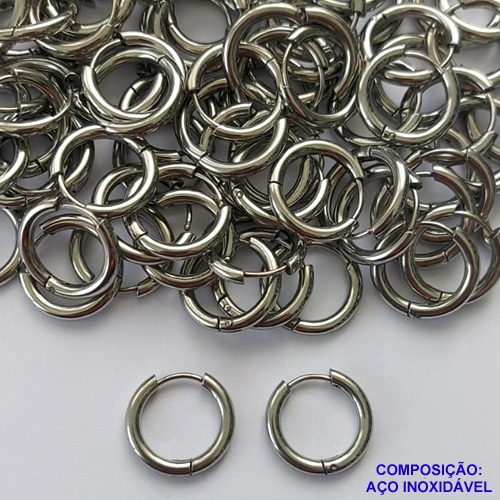 BRINCO EM AÇO INOXIDÁVEL (CX102) BRINCO DE ARGOLA COM TRAVA 16MM - COMPOSIÇÃO: AÇO INOXIDÁVEL - AÇO1772