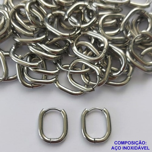 BRINCO EM AÇO INOXIDÁVEL- (CX102)- BRINCO DE ARGOLA COM TRAVA 13MM - COMPOSIÇÃO: AÇO INOXIDÁVEL - AÇO1778