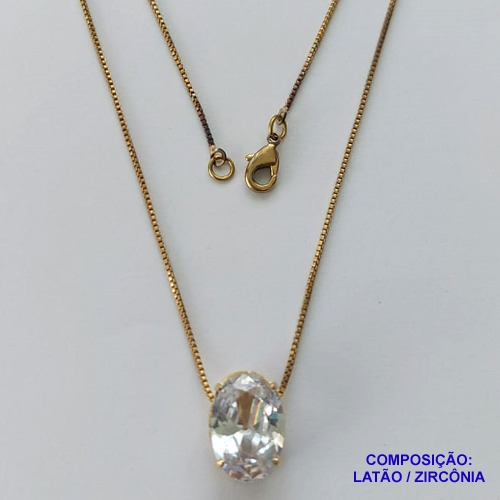 GARGANTILHA NO BRUTO PRONTO PARA BANHO(CX104) - GARGANTILHA COM CORRENTE VENEZIANA E PINGENTE BASE LATÃO OVAL 10X14MM - TAMANHO: 45CM  - PESO: 3,4GR -  BRU14025