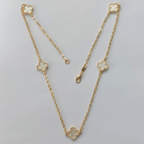 GARGANTILHA FOLHEADO A OURO - BANHADO COM 5 MILÉSIMOS + VERNIZ DIAMOND - GARGANTILHA 45CM VAN CLEEFF MADRE PÉROLA 10MM - OURO276