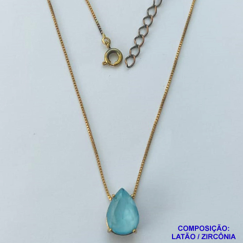 GARGANTILHA NO BRUTO PRONTA PARA O BANHO (CX.49)  CORRENTE VENEZIANA 45CM + EXTENSOR - BASE ALTA FUSÃO COM ZIRCÔNIA FANTASIA IMPORTADA 10X14MM  - PESO TOTAL 3,2GR - BRU14060