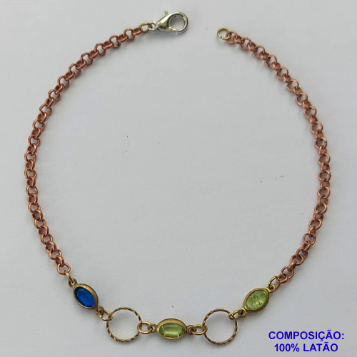 PULSEIRA PRONTO PARA O BANHO(CX105) - PULSEIRA COM CRISTAIS COLORIDOS - TAMANHO 18CM - PESO TOTAL 2GR - BRU14066