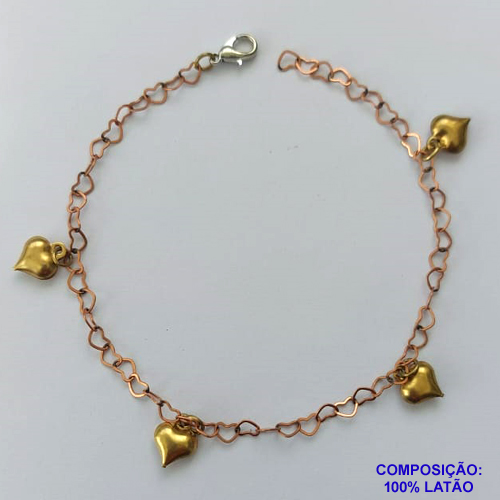 PULSEIRA PRONTA PARA O BANHO - PULSEIRA COM CORAÇÕES DUPLOS - TAMANHO 18CM - PESO TOTAL 2,2GR - BRU14071