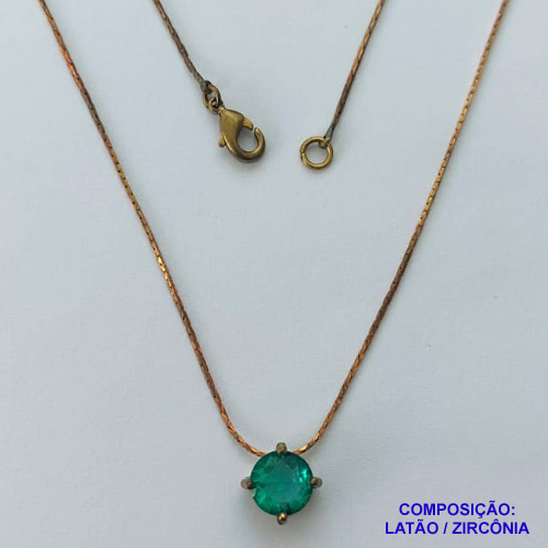 GARGANTILHA NO BRUTO PRONTO PARA O BANHO(CX105)  CORRENTE L11 IMPORTADA E FECHO LAGOSTA COM BASE EM ALTA FUSÃO E PEDRA EM ZIRCÔNIA 8X8MM - PESO TOTAL 2.7GR - BRU14075