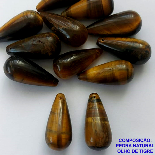 ACESSÓRIO NO BRUTO PRONTO PARA O BANHO - (CX 106) PEDRA NATURAL OLHO DE TIGRE COM FURO PASSANTE 14X30MM - PESO TOTAL 7,9GR - BRU0002954