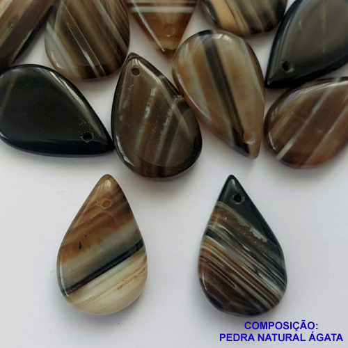 ACESSÓRIO NO BRUTO PRONTO PARA O BANHO(CX106) - PEDRA NATURAL ÁGATA COM FURO PASSANTE 21X33MM - PESO TOTAL 7,2GR - BRU0002955