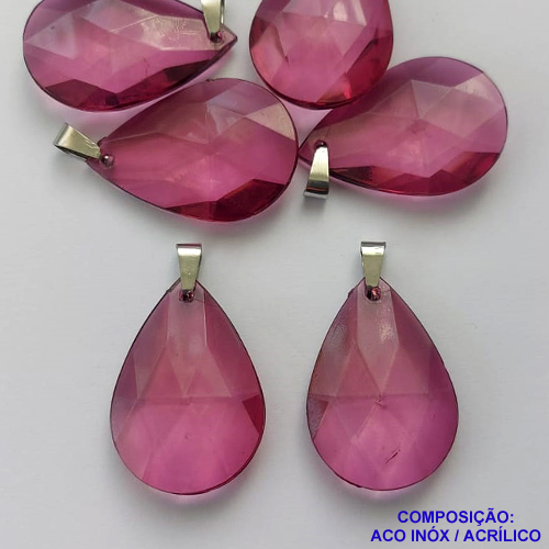 PINGENTE EM AÇO INOXIDÁVEL(CX106) - PINGENTE CRISTAL ROSA SEXTAVADO - TAMANHO 23X34MM - COMPOSIÇÃO: AÇO INOXIDÁVEL (CONTRA ARGOLA) AÇO1789