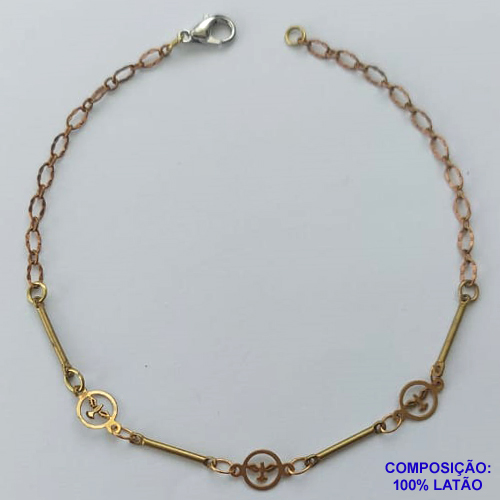 PULSEIRA NO BRUTO PRONTO PARA O BANHO - PULSEIRA COM ESPÍRITO SANTO VAZADO 18CM + EXTENSOR - COMPOSIÇÃO 100% LATÃO - PESO: 1,5GR BRU14093