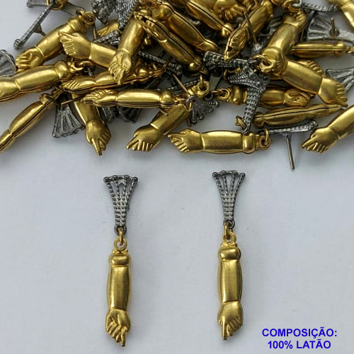 BRINCO NO BRUTO PRONTO PARA O BANHO - (CX.49)  BRINCO DE PINO COM FIGAS 24MM -  PESO 2,8GR - COMPOSIÇÃO: 100% LATÃO - BRU14105