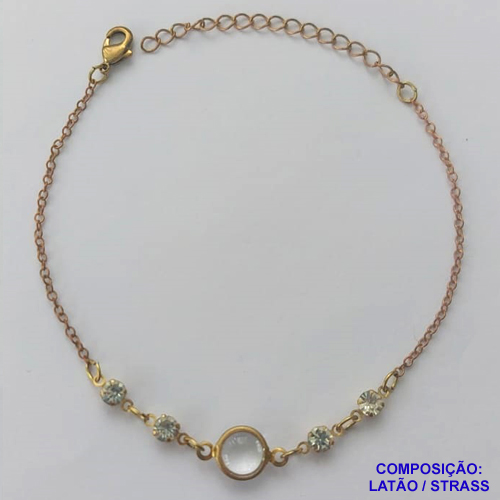 PULSEIRA NO BRUTO PRONTO PARA O BANHO(CX107) - PULSEIRA COM STRASS - TAMANHO: 18CM + EXTENSOR - PESO 1,8GR - COMPOSIÇÃO: LATÃO / ACRÍLICO - BRU14114