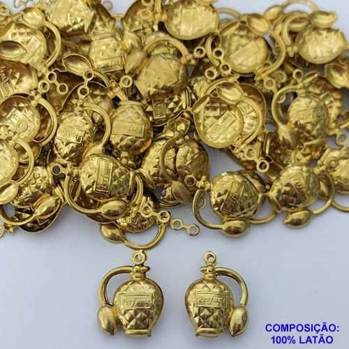 ACESSÓRIO NO BRUTO PRONTO PARA O BANHO(CX109) - (1853) PINGENTE PERFUME DUPLO 16MM - PESO TOTAL 1,4GR - COMPOSIÇÃO: 100% LATÃO - BRU0002927